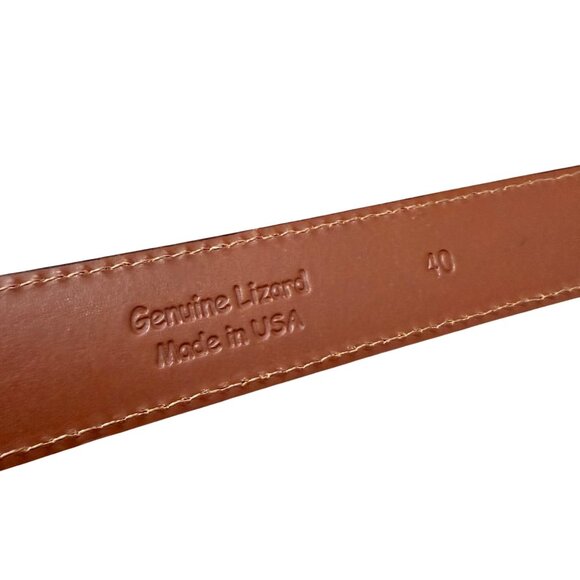 Trafalgar Black Genuine Java Lizard USA Brass Buckle Belt Mens Size 40 - Picture 7 of 7
